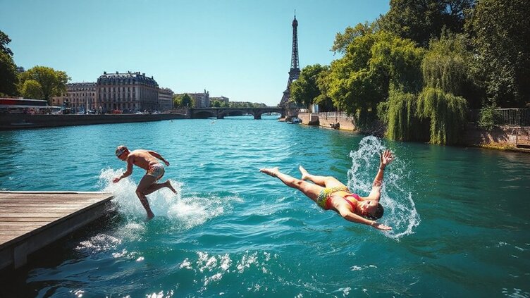 swimming returns to seine